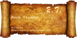 Reck Tivadar névjegykártya